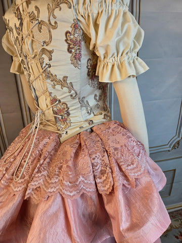 Ruffle Bustle Skirt - Dusty Rose and Cream