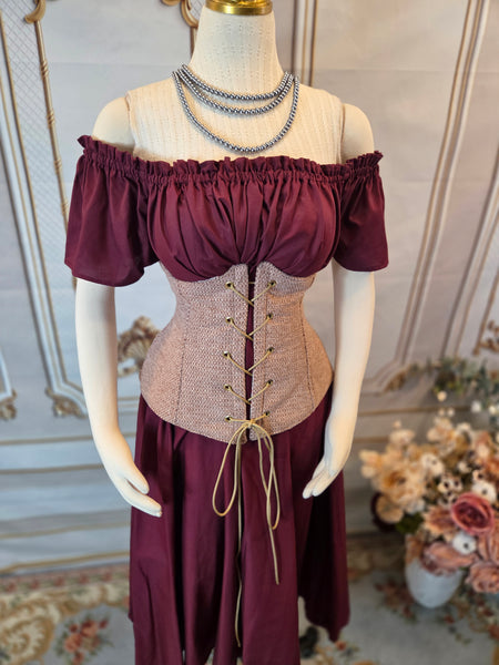 Under Bust Corset - Dusty Pink Chenille