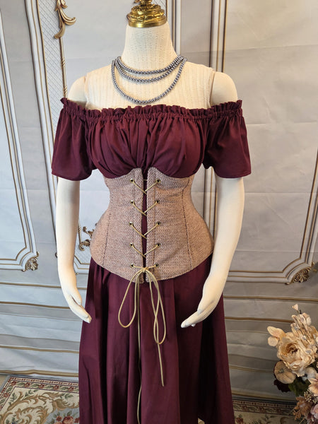 Under Bust Corset - Dusty Pink Chenille