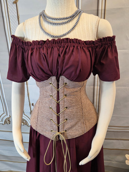 Under Bust Corset - Dusty Pink Chenille