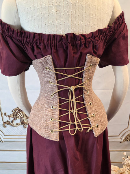 Under Bust Corset - Dusty Pink Chenille