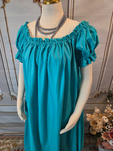 Chemise - Midi / Tea Length- Ruffled Short Sleeve - Regency Shift - Nightgown