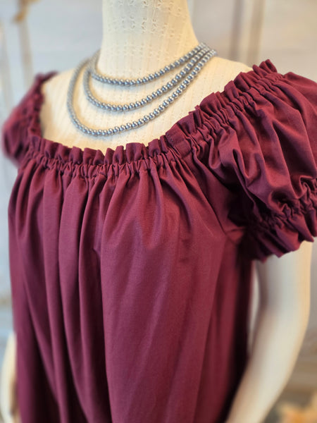 Chemise - Midi / Tea Length- Ruffled Short Sleeve - Regency Shift - Nightgown