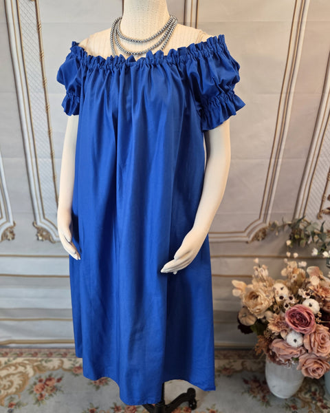 Chemise - Midi / Tea Length- Ruffled Short Sleeve - Regency Shift - Nightgown