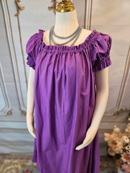 Chemise - Midi / Tea Length- Ruffled Short Sleeve - Regency Shift - Nightgown