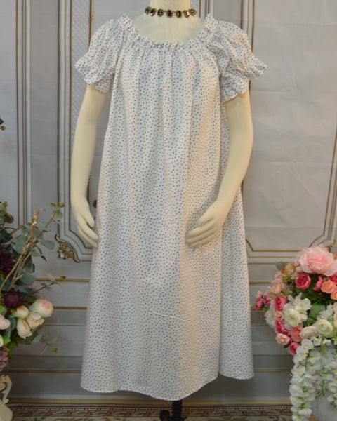 Chemise - Midi / Tea Length- Ruffled Short Sleeve - Regency Shift - Nightgown