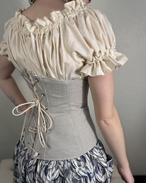 Under Bust Corset - Silver Chenille