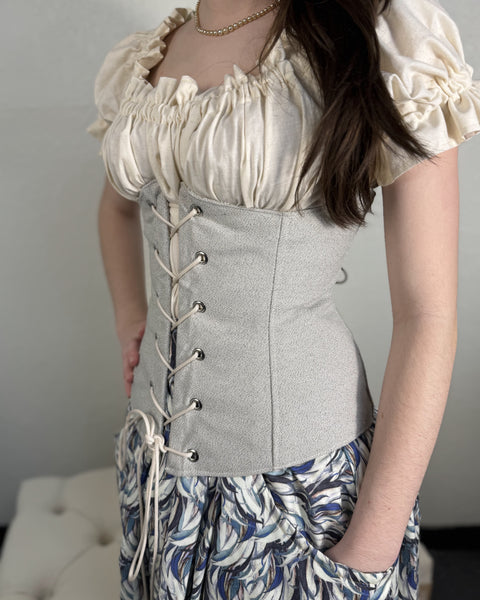 Under Bust Corset - Silver Chenille