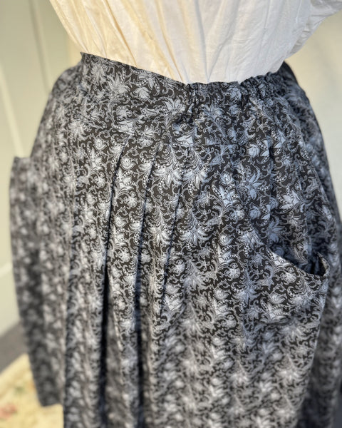 Midi Pleated Skirt Tea Length Drawstring Skirt with Pockets-Variety of prints