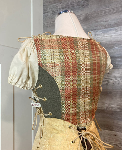 Cropped Bodice - Sage and Plaid