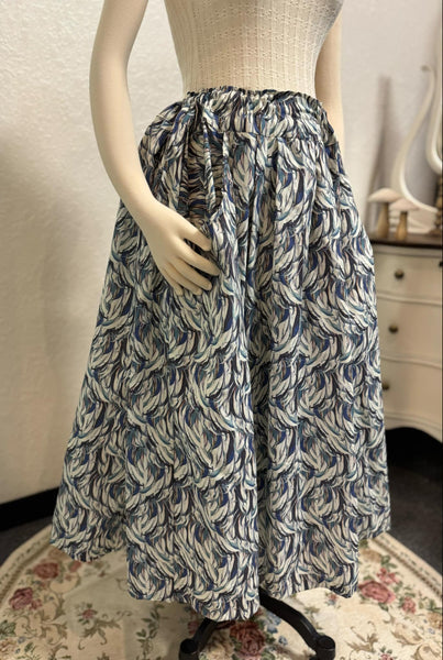 Midi Pleated Skirt Tea Length Drawstring Skirt with Pockets-Variety of prints