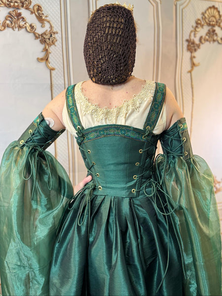 Venetian Courtesan Gown - Hunter Green Dupioni