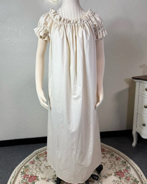 Chemise - Midi / Tea Length- Ruffled Short Sleeve - Regency Shift - Nightgown