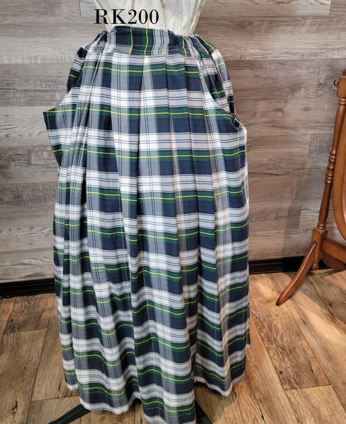Pleated Tartan Skirt with Pockets 100% Cotton in a Variety of Colors