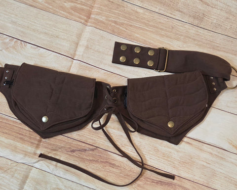 Festival Pouch with Leaf Stitching and Ties - Variety of Colors