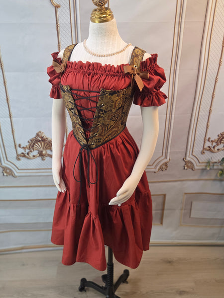 Ruffled Chemise - Midi / Tea Length- Ruffled Short Sleeve - Regency Shift - Nightgown