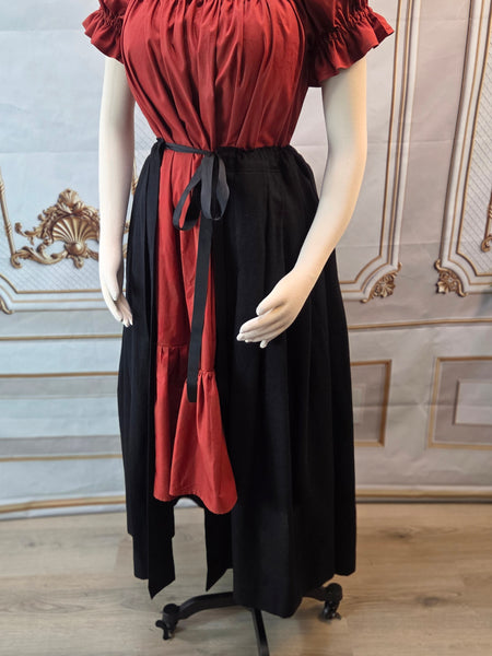 Split Over Skirt - Black Linen Blend