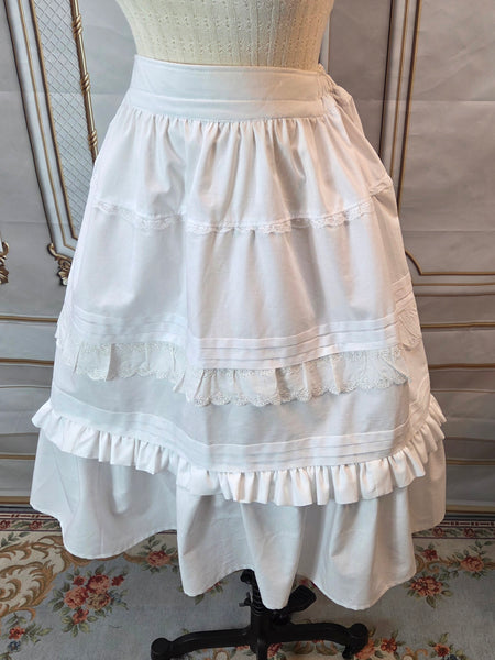 Victorian Inspired Petticoat with Pin Tucks, Lace and Ruffles - 29 Inches