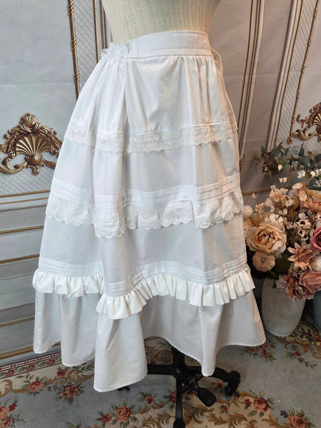 Victorian Inspired Petticoat with Pin Tucks, Lace and Ruffles - 34 Inches