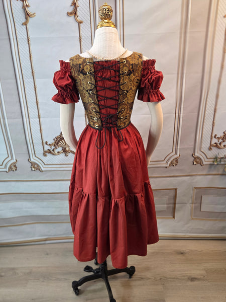 Cottage Bodice - Black and Gold Paisley