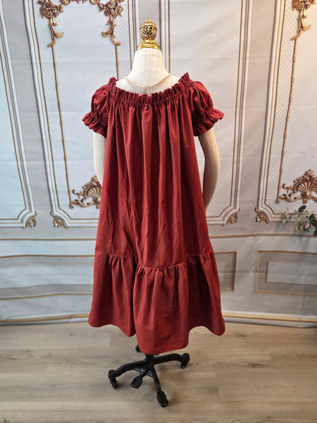 Ruffled Chemise - Midi / Tea Length- Ruffled Short Sleeve - Regency Shift - Nightgown