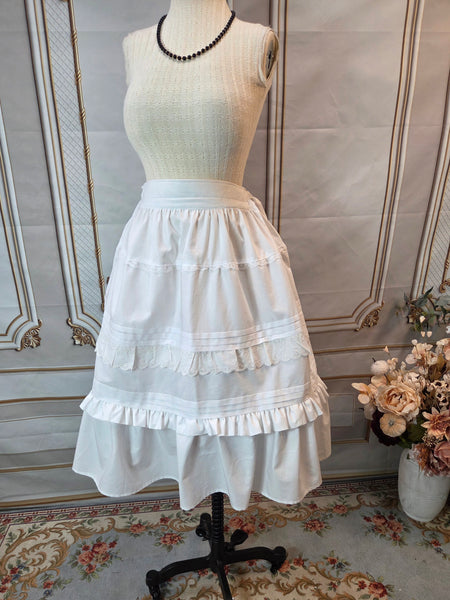 Victorian Inspired Petticoat with Pin Tucks, Lace and Ruffles - 29 Inches