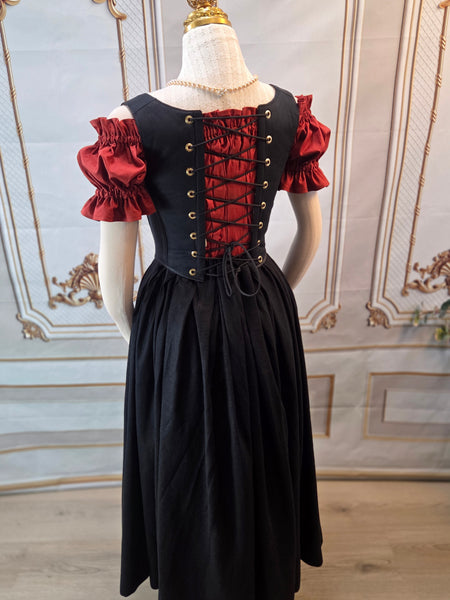 Cottage Bodice - Black and Gold Paisley