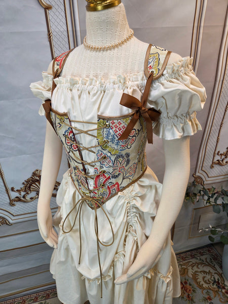 Cottage Bodice - Red and Gold Brocade