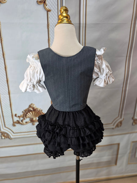 Bodice Vest - Grey Pin Stripes - One of a Kind