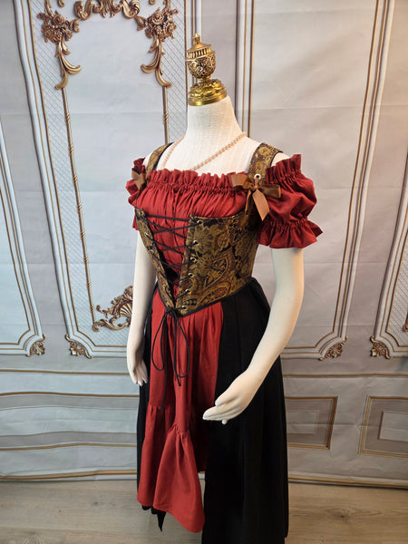 Cottage Bodice - Black and Gold Paisley
