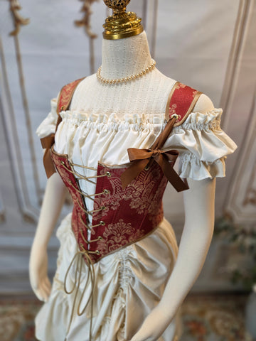 Cottage Bodice - Red and Gold Brocade