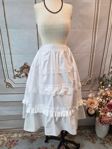 Victorian Inspired Petticoat with Pin Tucks, Lace and Ruffles - 34 Inches