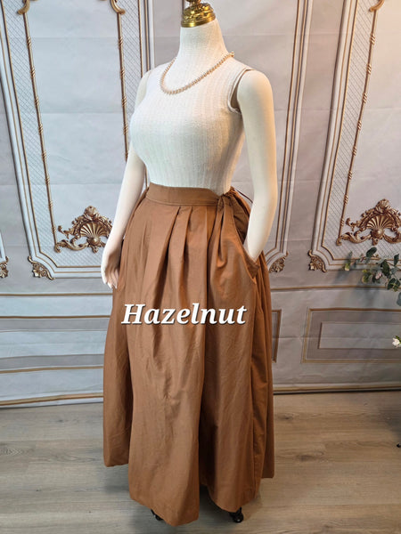 Solid Skirt with Pockets- Shades of Brown and Black