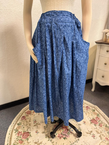 Midi Pleated Skirt Tea Length Drawstring Skirt with Pockets-Variety of prints