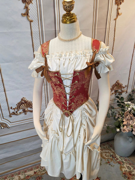 Cottage Bodice - Red and Gold Brocade