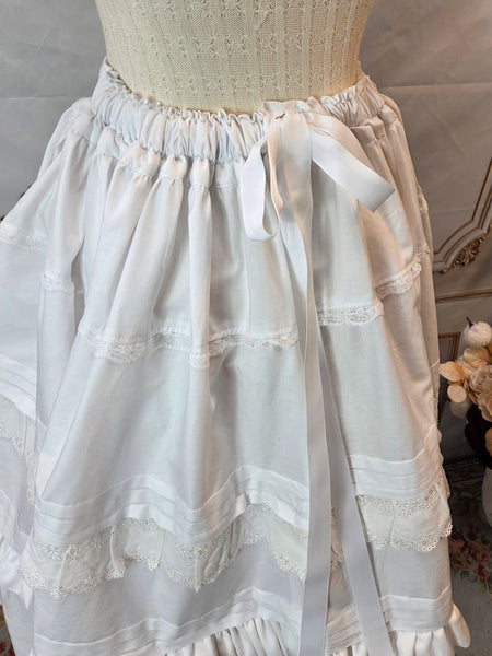 Victorian Inspired Petticoat with Pin Tucks, Lace and Ruffles - 29 Inches