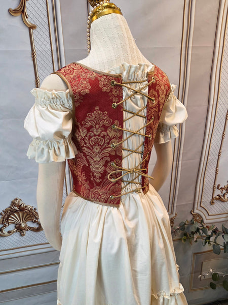 Cottage Bodice - Red and Gold Brocade