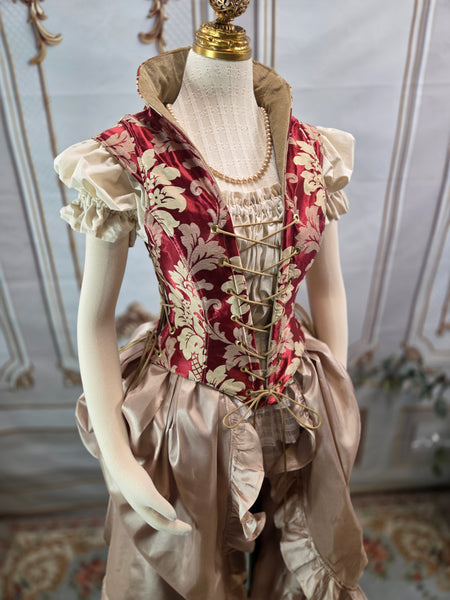 Elizabethan Riding Jacket- Burgundy and Cream Brocade