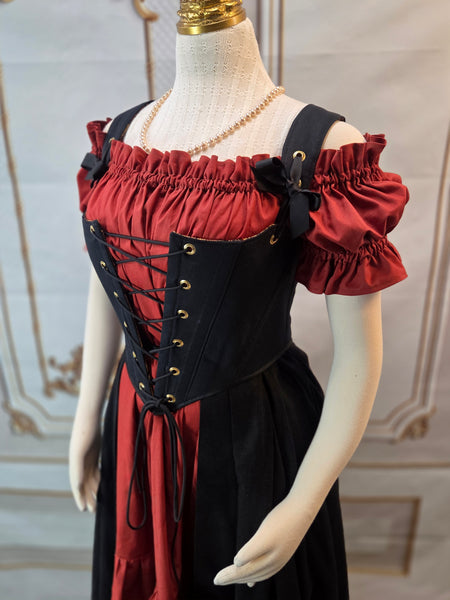 Cottage Bodice - Black and Gold Paisley