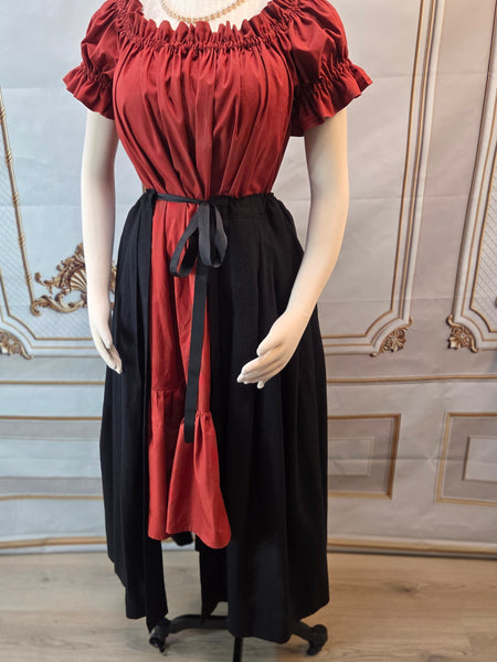 Split Over Skirt - Black Linen Blend