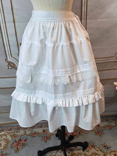 Victorian Inspired Petticoat with Pin Tucks, Lace and Ruffles - 29 Inches