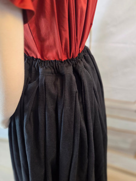 Split Over Skirt - Black Linen Blend