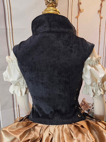 Elizabethan Riding Jacket- Black and Gold Chenille Brocade