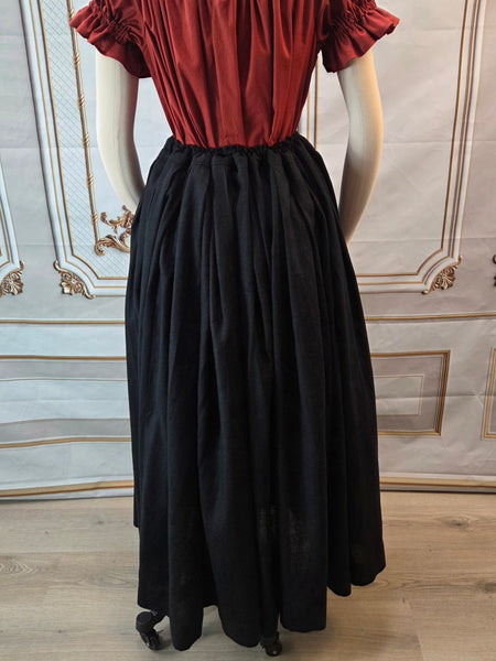 Split Over Skirt - Black Linen Blend