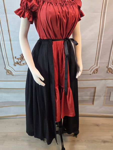 Split Over Skirt - Black Linen Blend