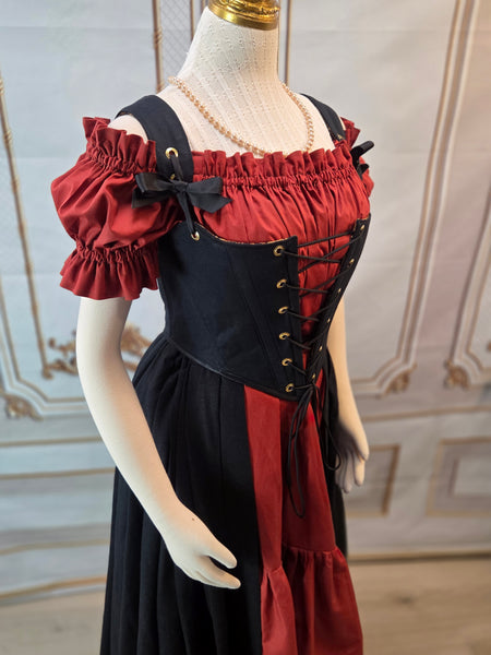 Cottage Bodice - Black and Gold Paisley