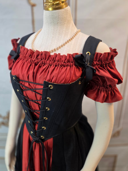 Cottage Bodice - Black and Gold Paisley