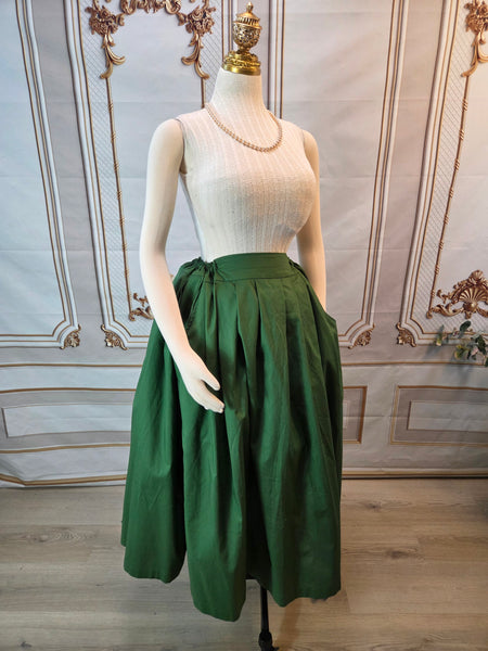 Midi Pleated Skirt Tea Length Drawstring Skirt with Pockets-Variety of colors
