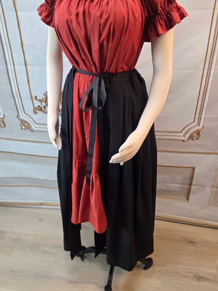 Split Over Skirt - Black Linen Blend