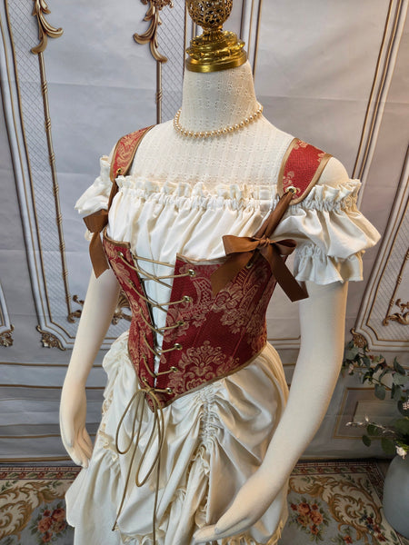 Cottage Bodice - Red and Gold Brocade